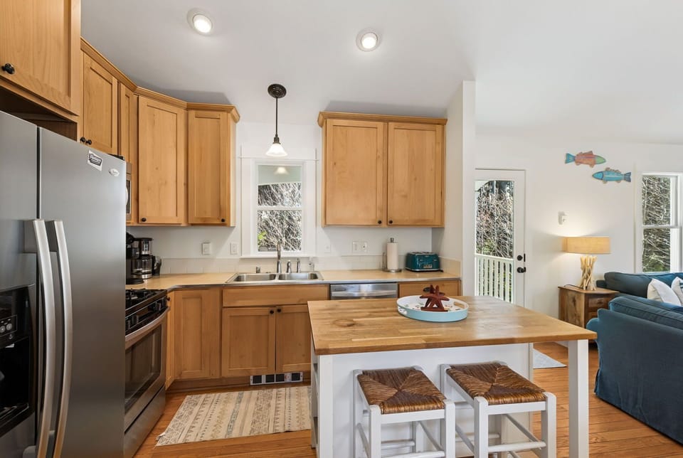 Kitchen with stainless steel appliances