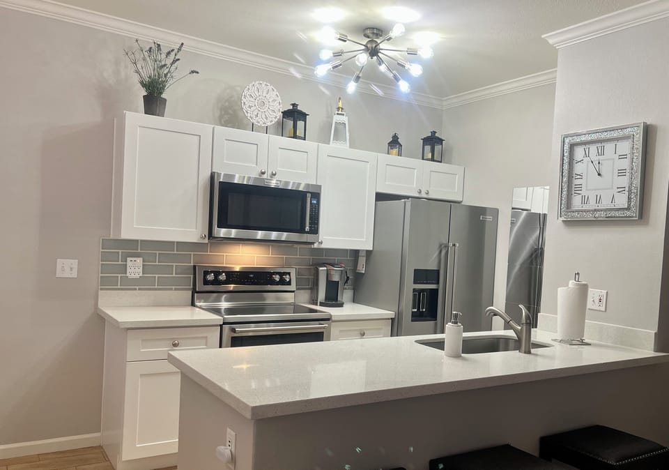 Kitchen with new Kitchen Aid Stainless Steel Appliances