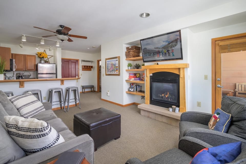 A colorful condo at the base of the slopes
