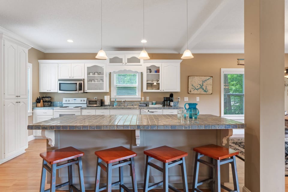 Kitchen counter for everyone to gather around.