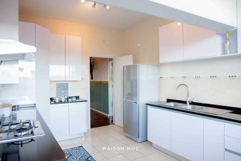 Fully equipped kitchen with sea view