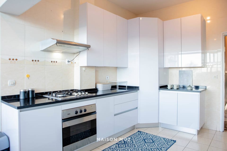 Fully equipped kitchen with sea view