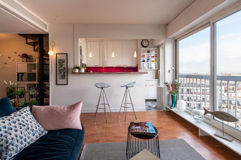 View of the open kitchen from the living area