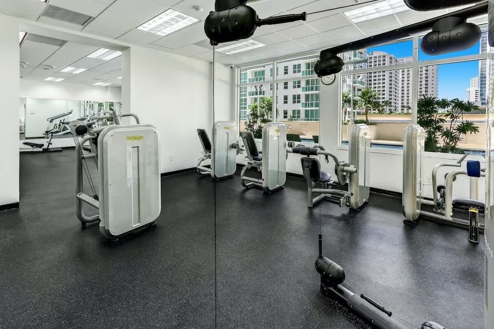 The buildings' shared fitness room