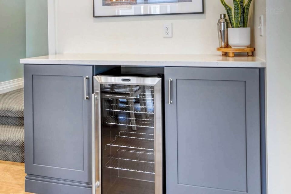 New beverage fridge in dining room