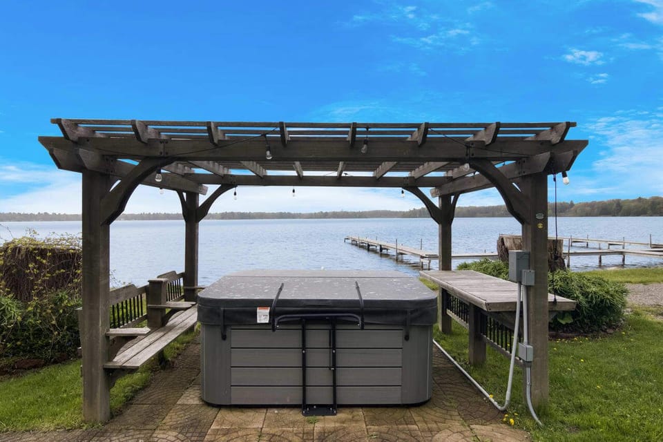 Hot tub with lake view