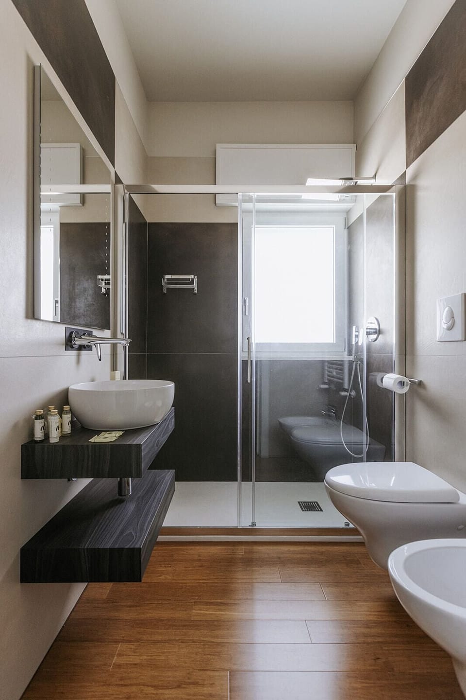 Shower, rainfall showerhead, hair dryer, bidet