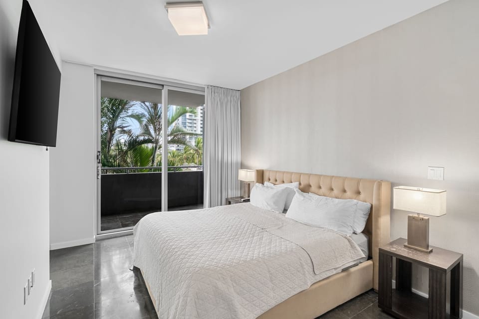 Balcony access through bedroom and living room!