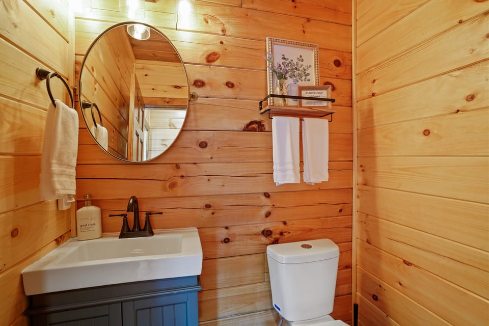 Golden Acres Luxury Hocking Hills Lodge | Main floor half bath