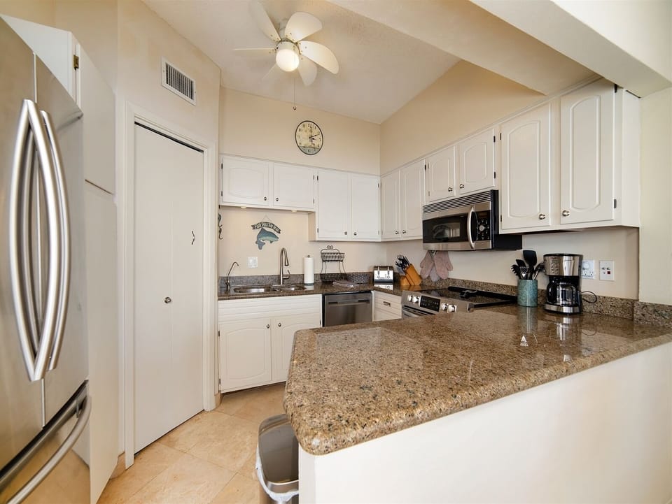 Granite and stainless  steel in the  kitchen