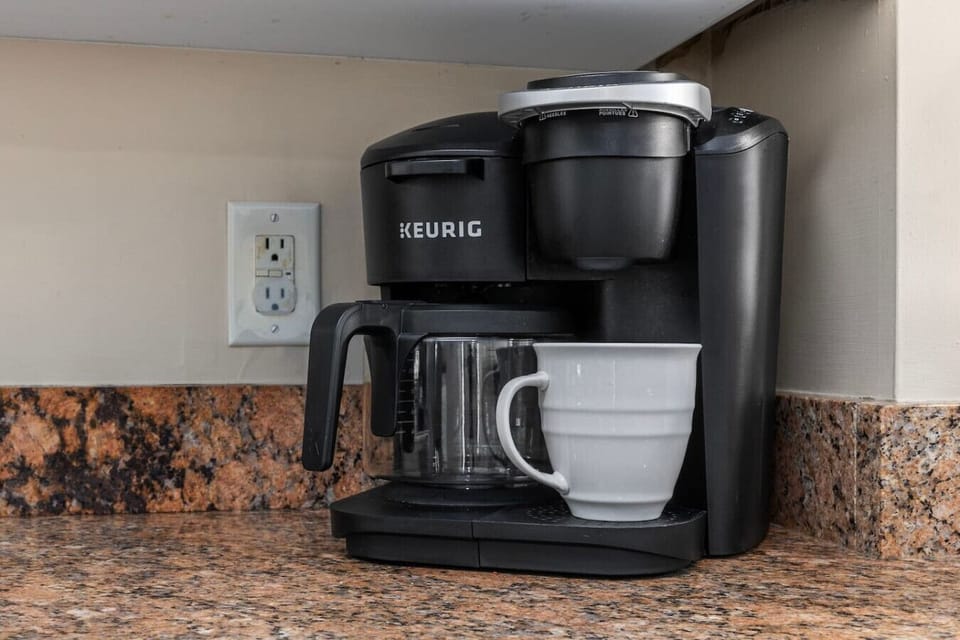 There`s no such thing as too much coffee. Both Keurig and drip coffee makers are here for coffee lovers. Bring along your favorite brand for the perfect cup.