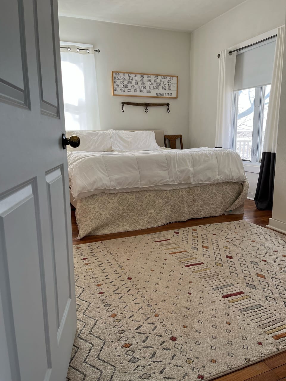 Master bedroom from doorway in front living room. 