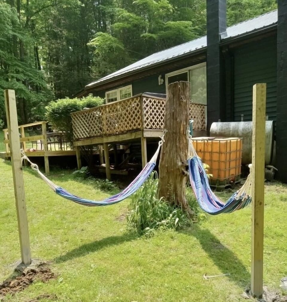 Hammocks available for lounging.