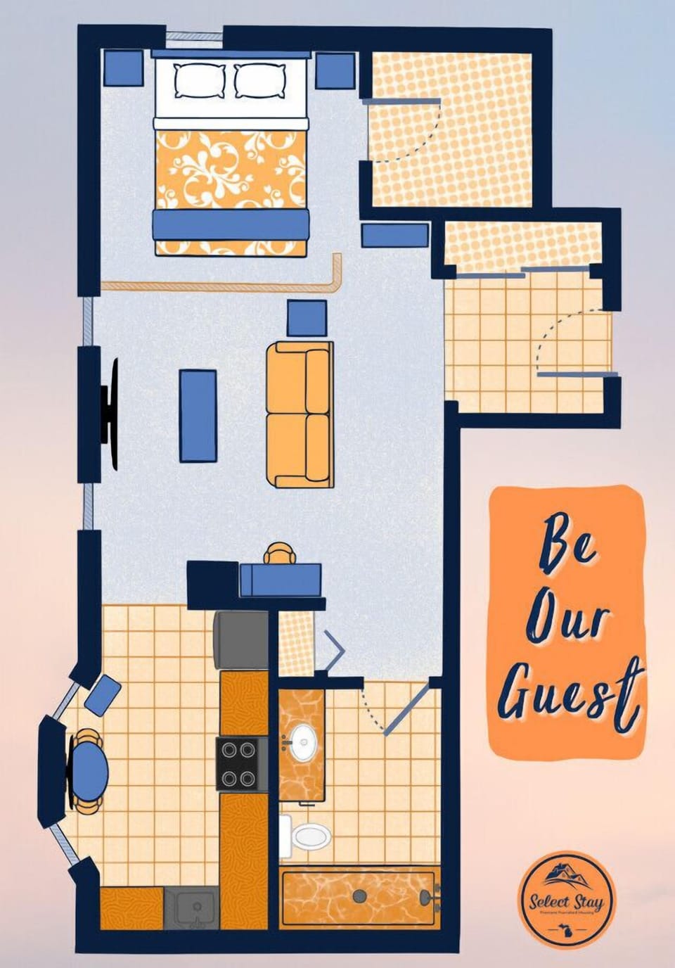 Inviting Airbnb retreat with an open floor plan, offering a seamless blend of comfort and style.