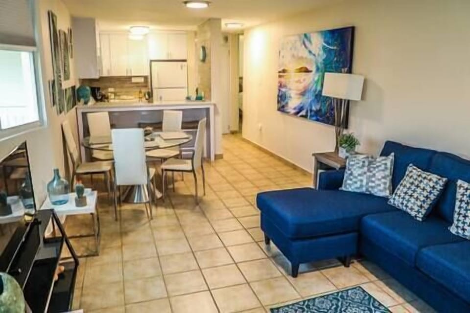 Living room + kitchen view