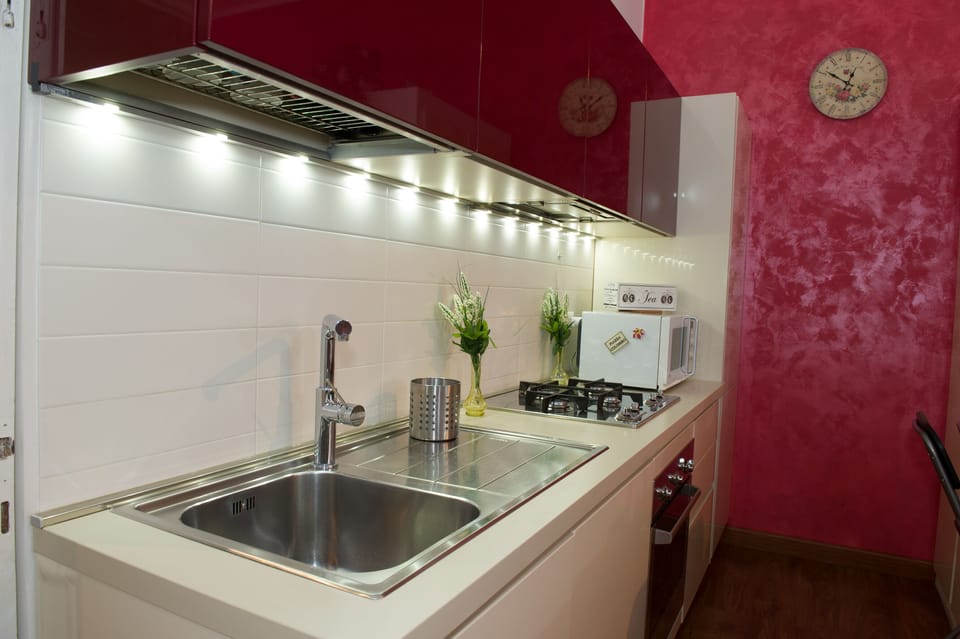 Apartment | Private kitchen | Full-size fridge, microwave, dishwasher, cookware/dishes/utensils