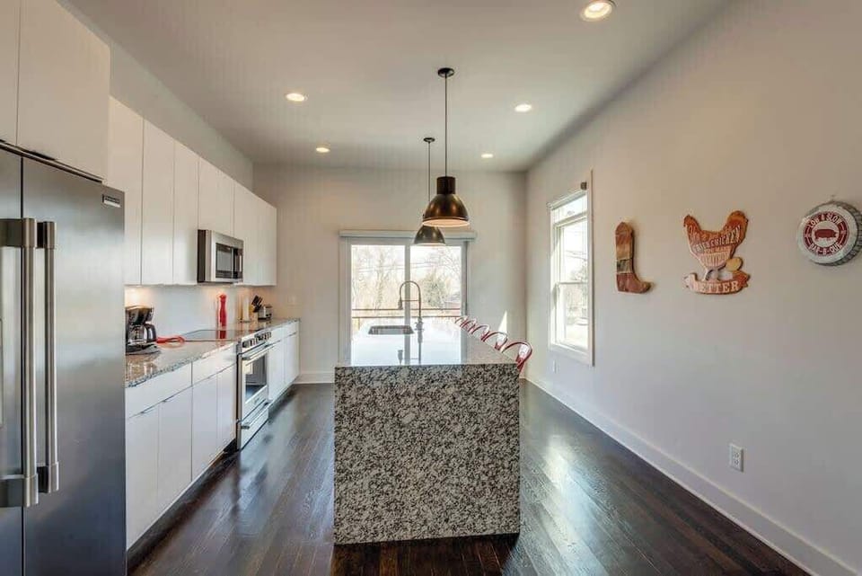 View from living room to kitchen