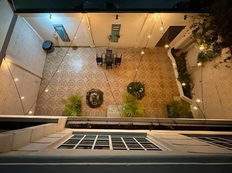Shared rooftop lounge area