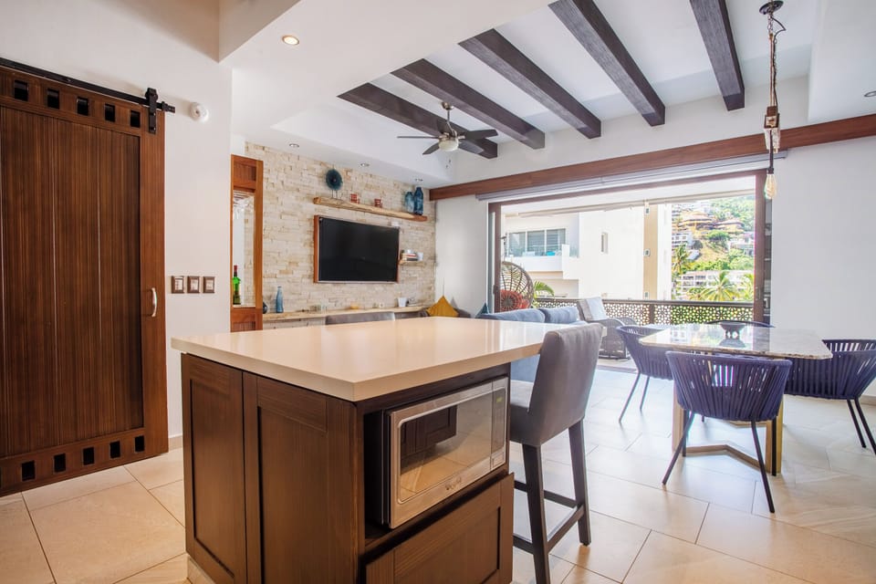 Kitchen bar with high chairs