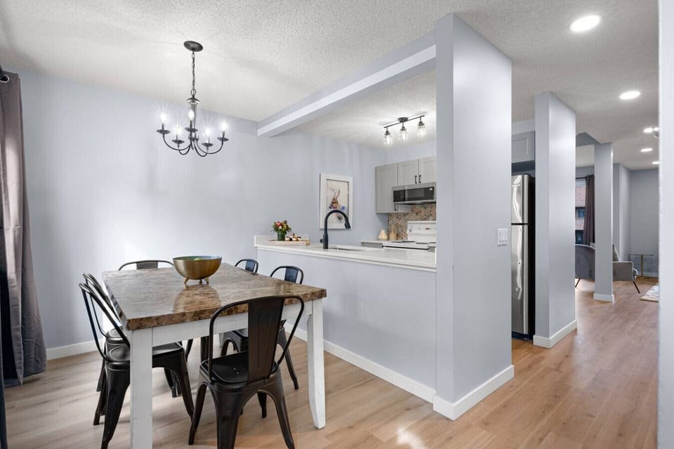 The kitchen is fully equipped with all essentials to enjoy your meals.