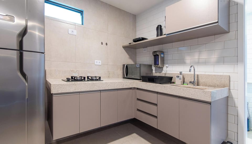 Apartment | Private kitchen | Fridge, microwave, stovetop, espresso maker