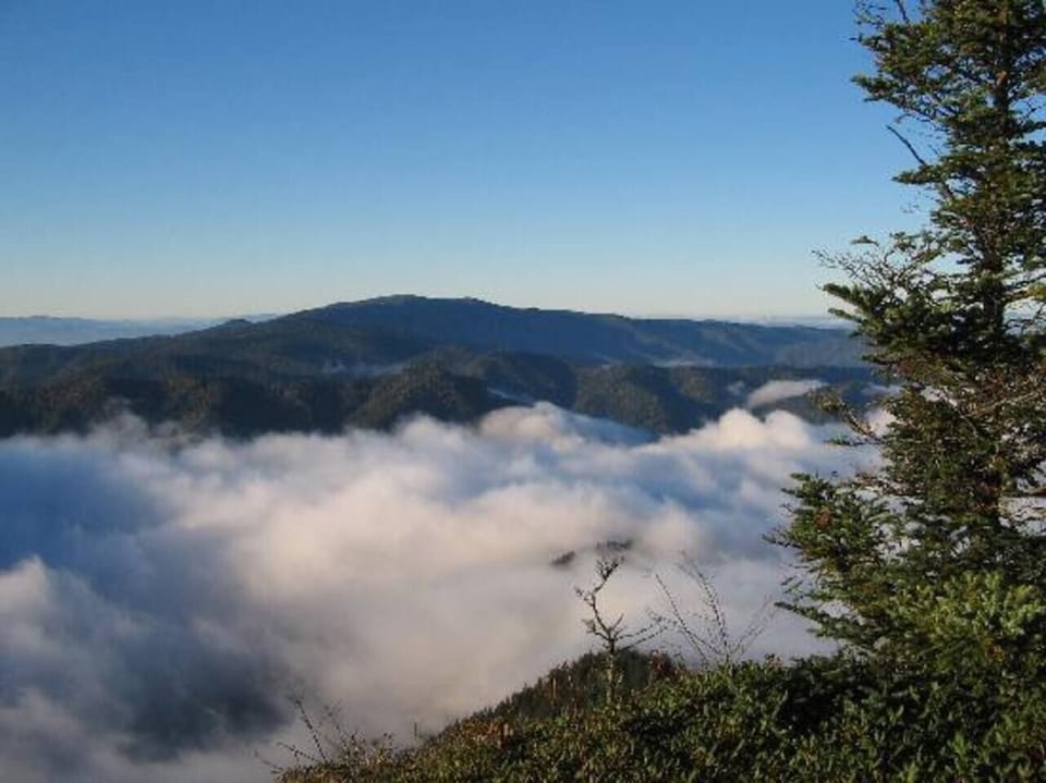 View from Clingmans Dome of "the magic lake" as told by the Cherokee