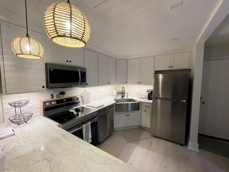 Kitchen with under counter lights on