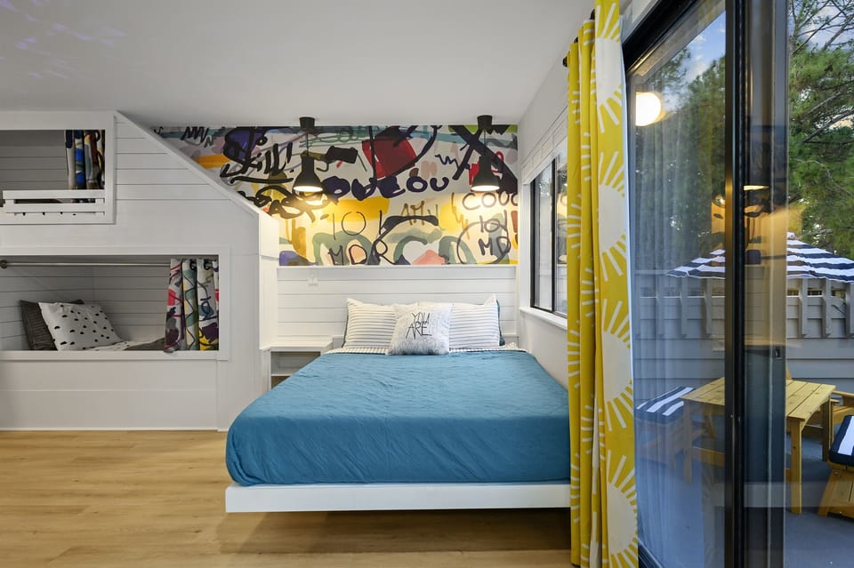 Queen bed in Bunk Room