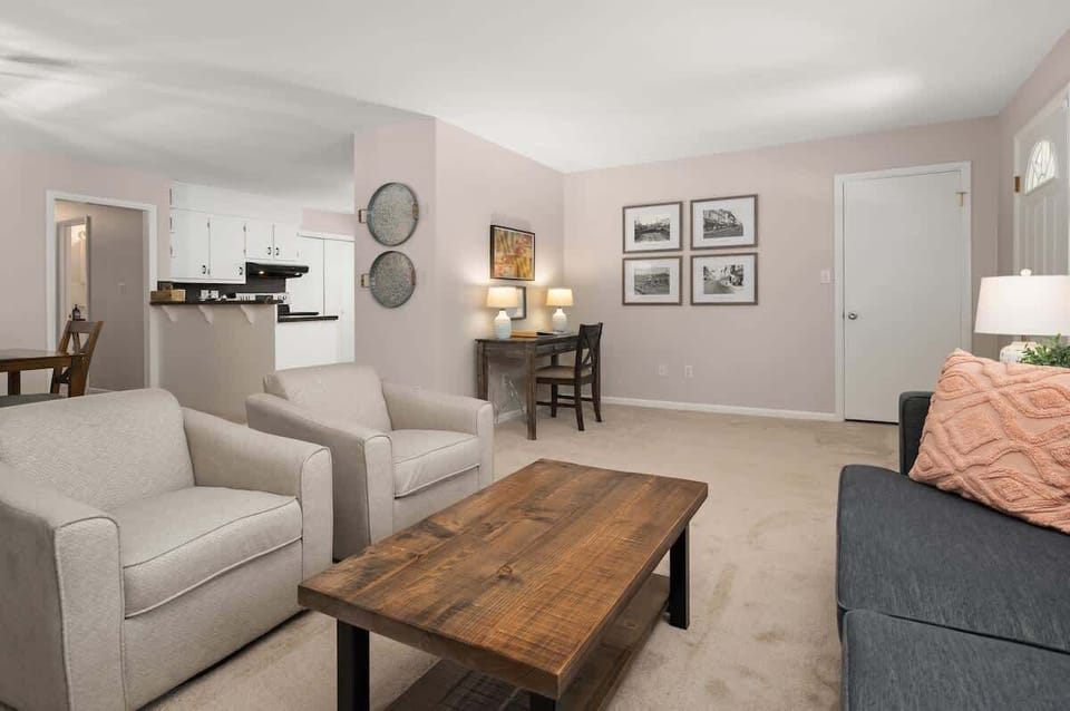 Traveling for work or school? We've got you covered with a dedicated desk space for productivity. Plus, a convenient coat closet is right by the entrance for easy storage.