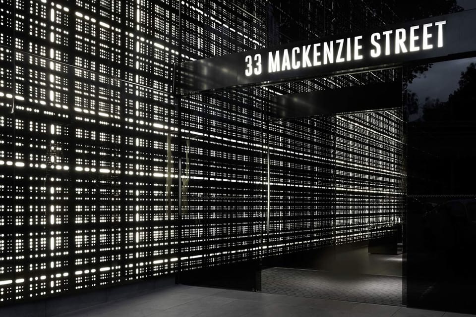 The main entrance to the building.