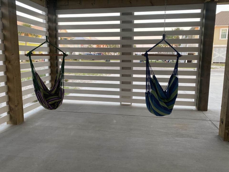 Hammock swings where you can relax, read a book or take a nap!