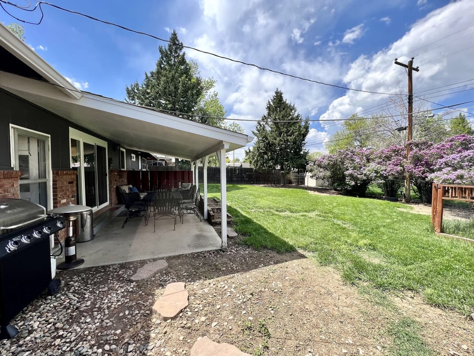 Backyard with Lilacs in bloom