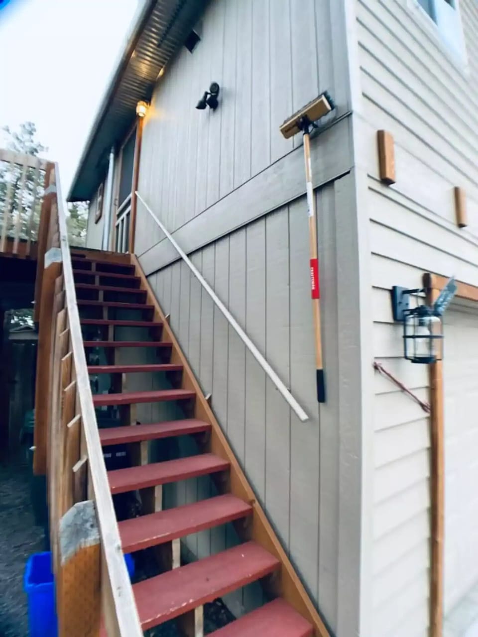 Exterior stairs to the private entrance. Self check in with key pad lock.