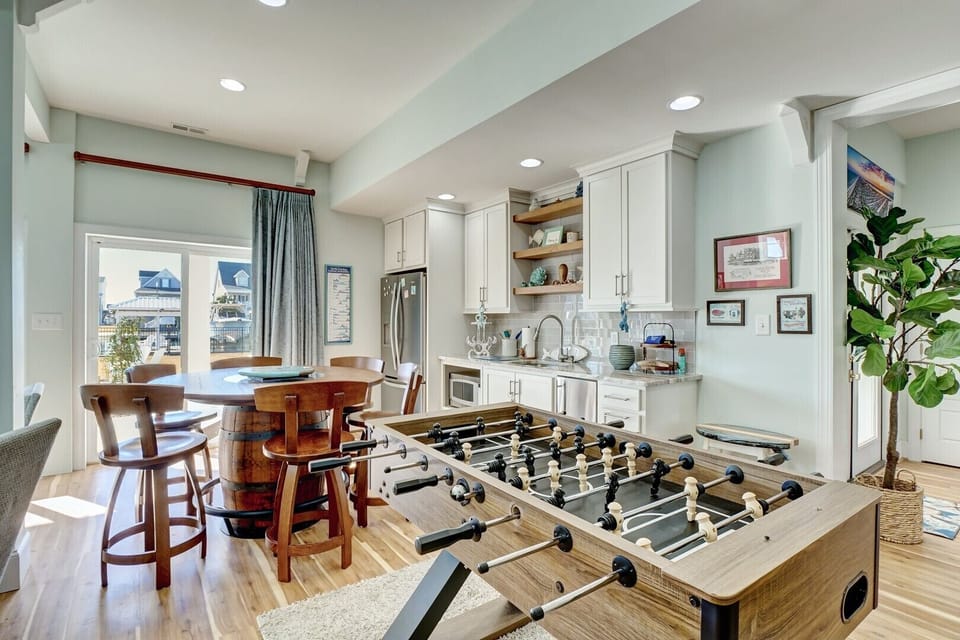 Ground Level Gameroom with Foosball Table