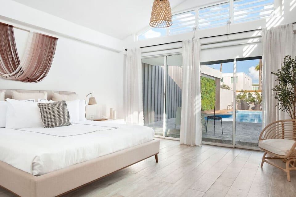 Master bedroom with king bed and AC