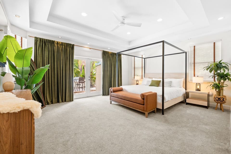 Suite #1, king suite, 65` TV, large ensuite w/ soaking tub and pool access