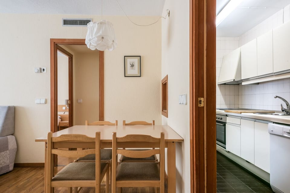 Comfortable apartment with 1 bedroom, 1 double sofa bed and 1 bathroom in downtown Baqueira. At the foot of the slopes. The apartment is ideal for 4 people.