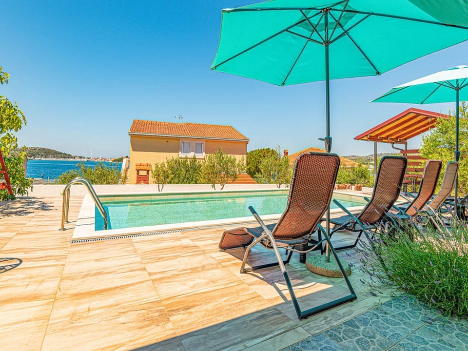 House (Three Bedroom Holiday Home with Swimm) | Pool | Seasonal outdoor pool, pool umbrellas, sun loungers