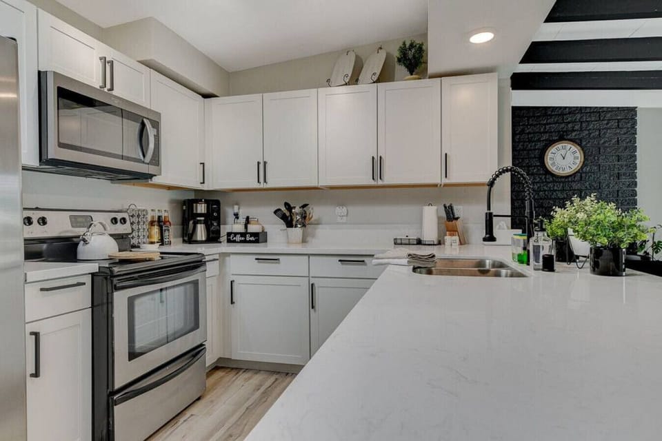 Fully loaded Kitchen , completely stocked with almost any utensil needed to prepare any meal.