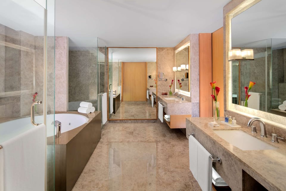Presidential Room | Bathroom | Shower, rainfall showerhead, free toiletries, hair dryer