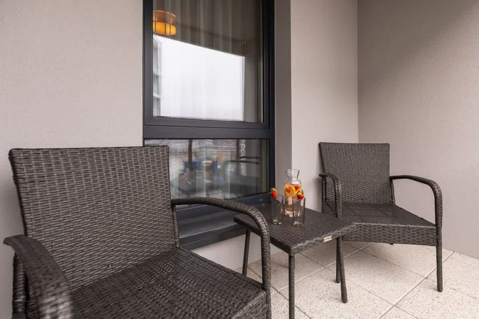 Balcony with garden furniture