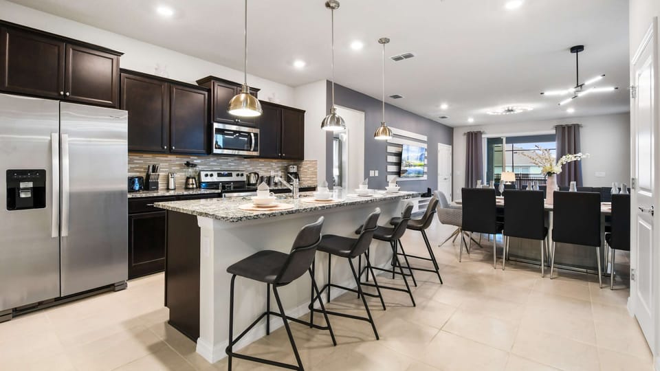 The large chef's kitchen comes equipped with everything you could need