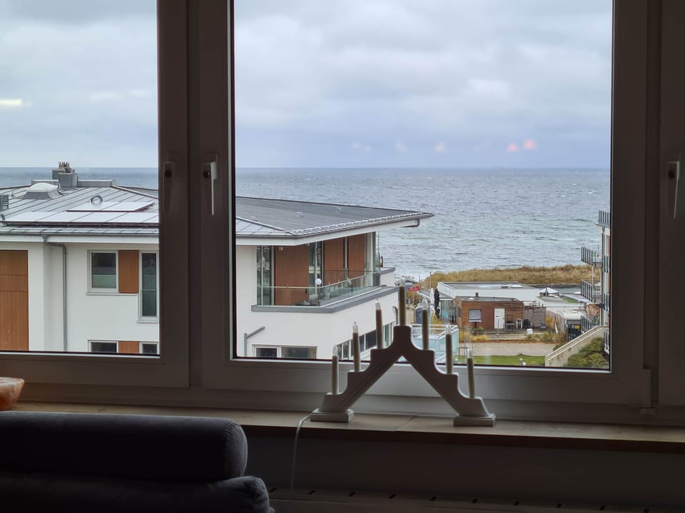View from the living room across the Baltic Sea to Fehmarn