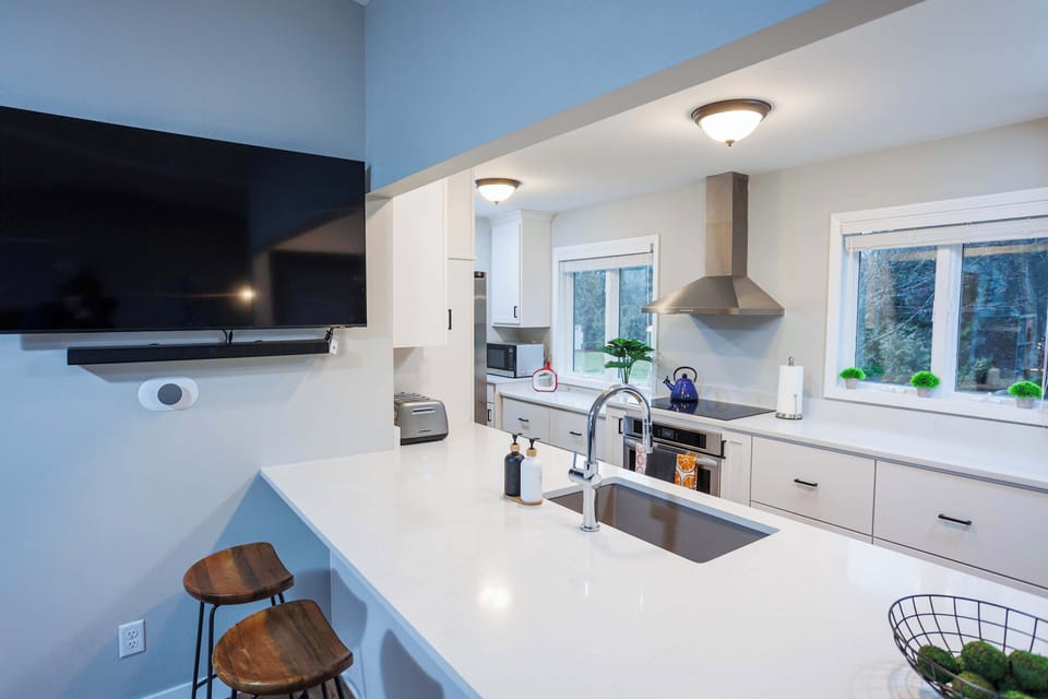 TV available in open living and kitchen area