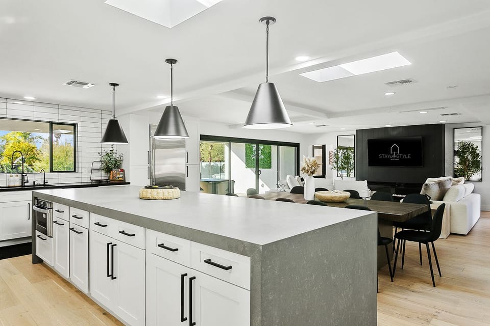 Large Island, dining table, family room