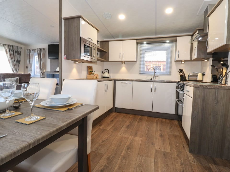 Fridge, dishwasher, electric kettle, toaster