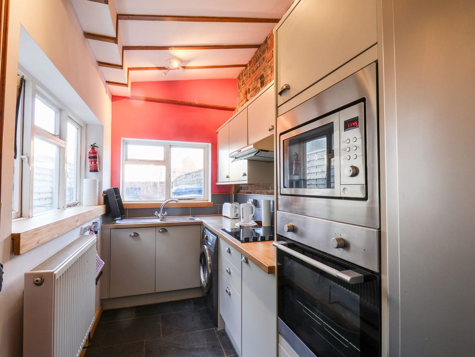 Fridge, dishwasher, electric kettle, toaster