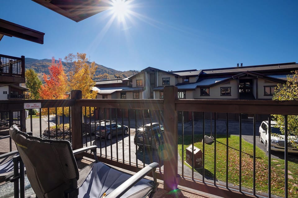 Step onto your private balcony and soak up stunning autumn views of the mountains and colorful foliage.