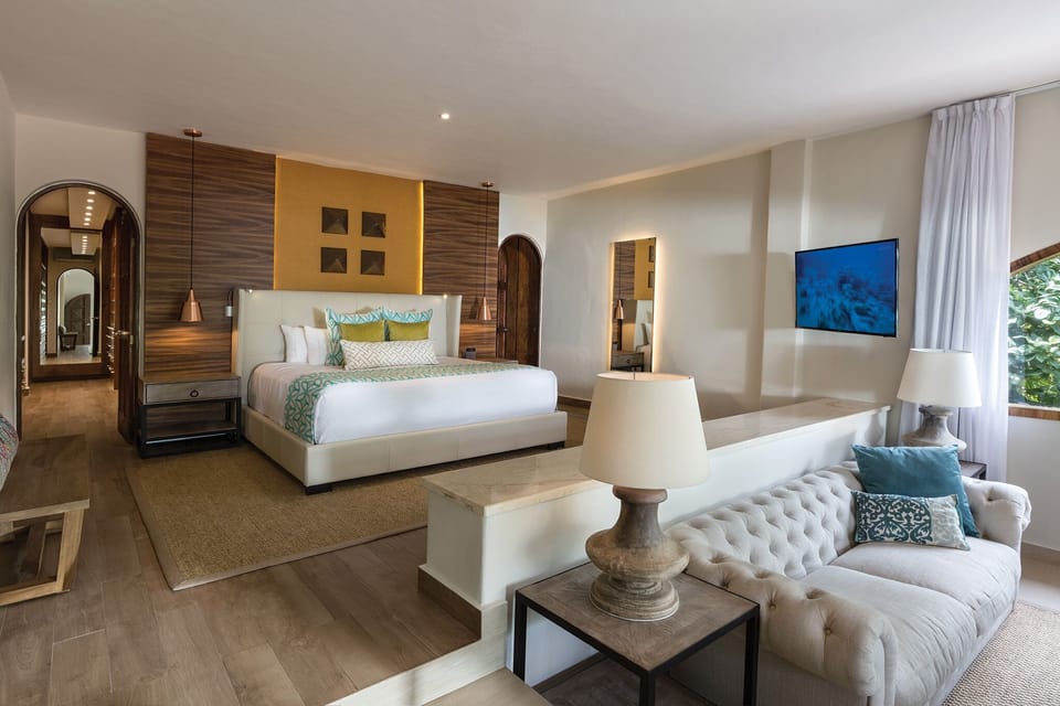 Room (Azul Casa del Mar) | Minibar (some free items), in-room safe, laptop workspace, cribs (free)