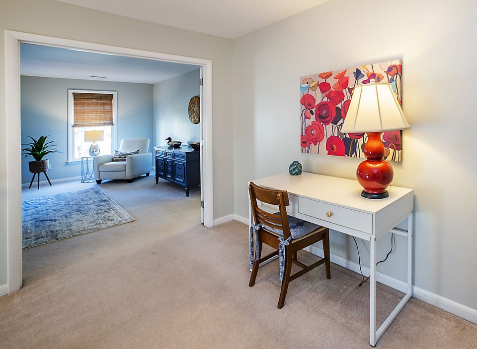Workstation on the 2nd floor landing. To the left is the large owner’s suite. 